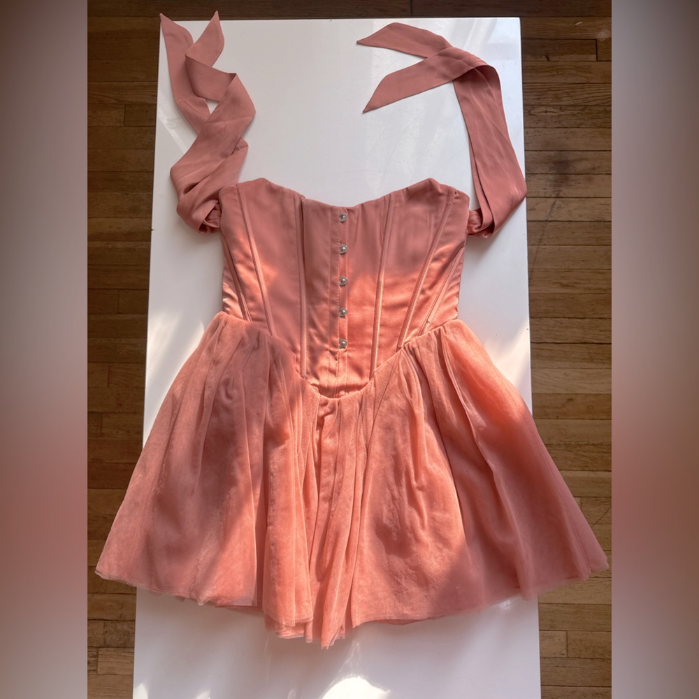 Ballerina tutu pink mini corset dress with ribbon